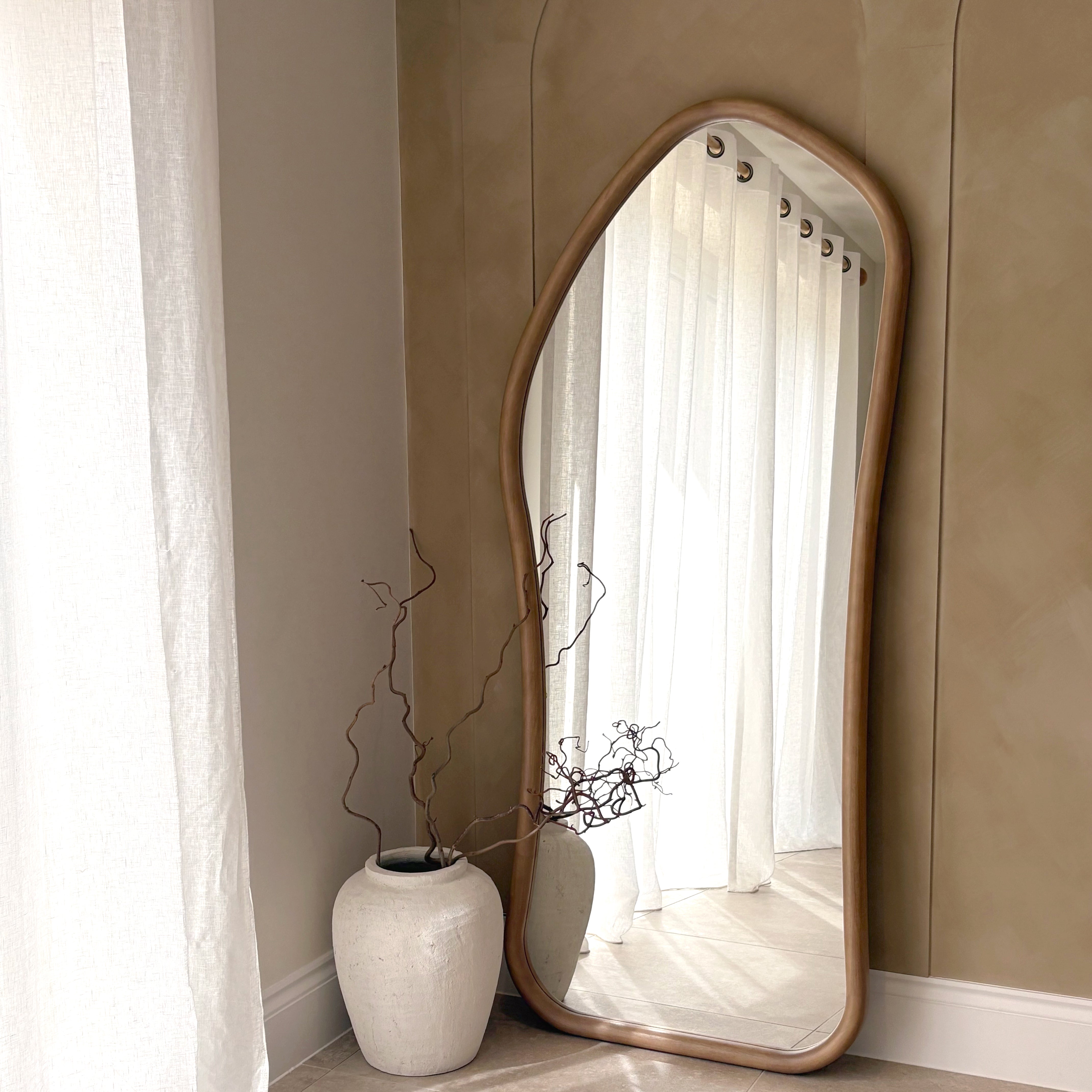 Aaliyah - Large Full Length Warm Wood Irregular Mirror 180cm x 80cm