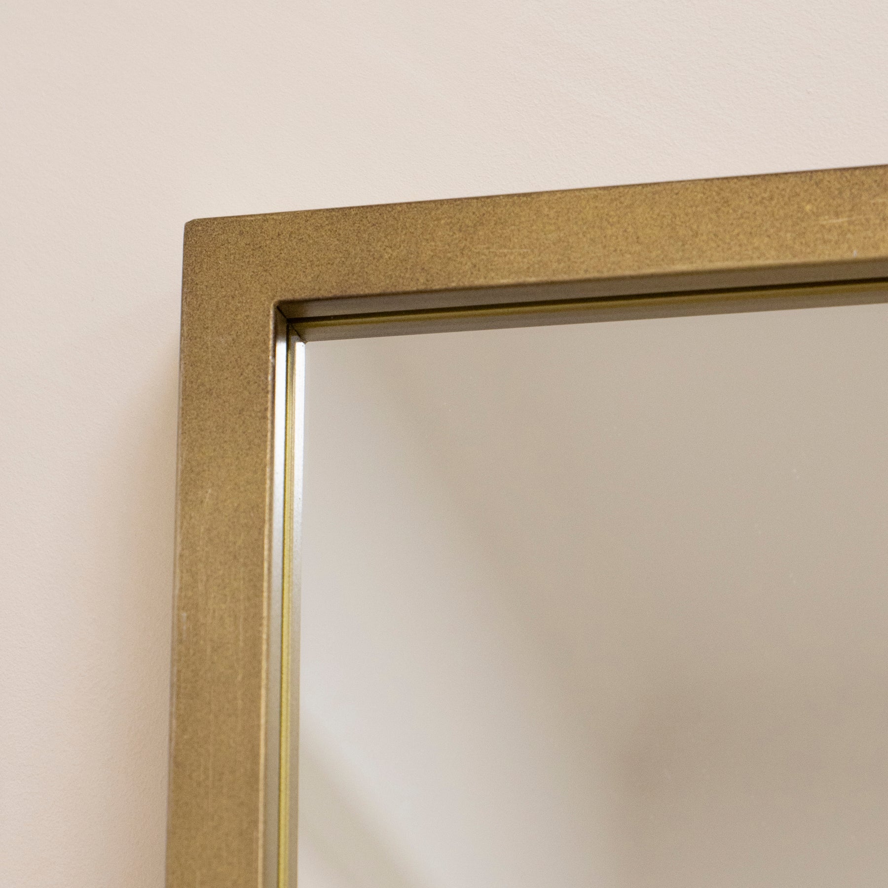 Gold industrial full length metal window mirror corner