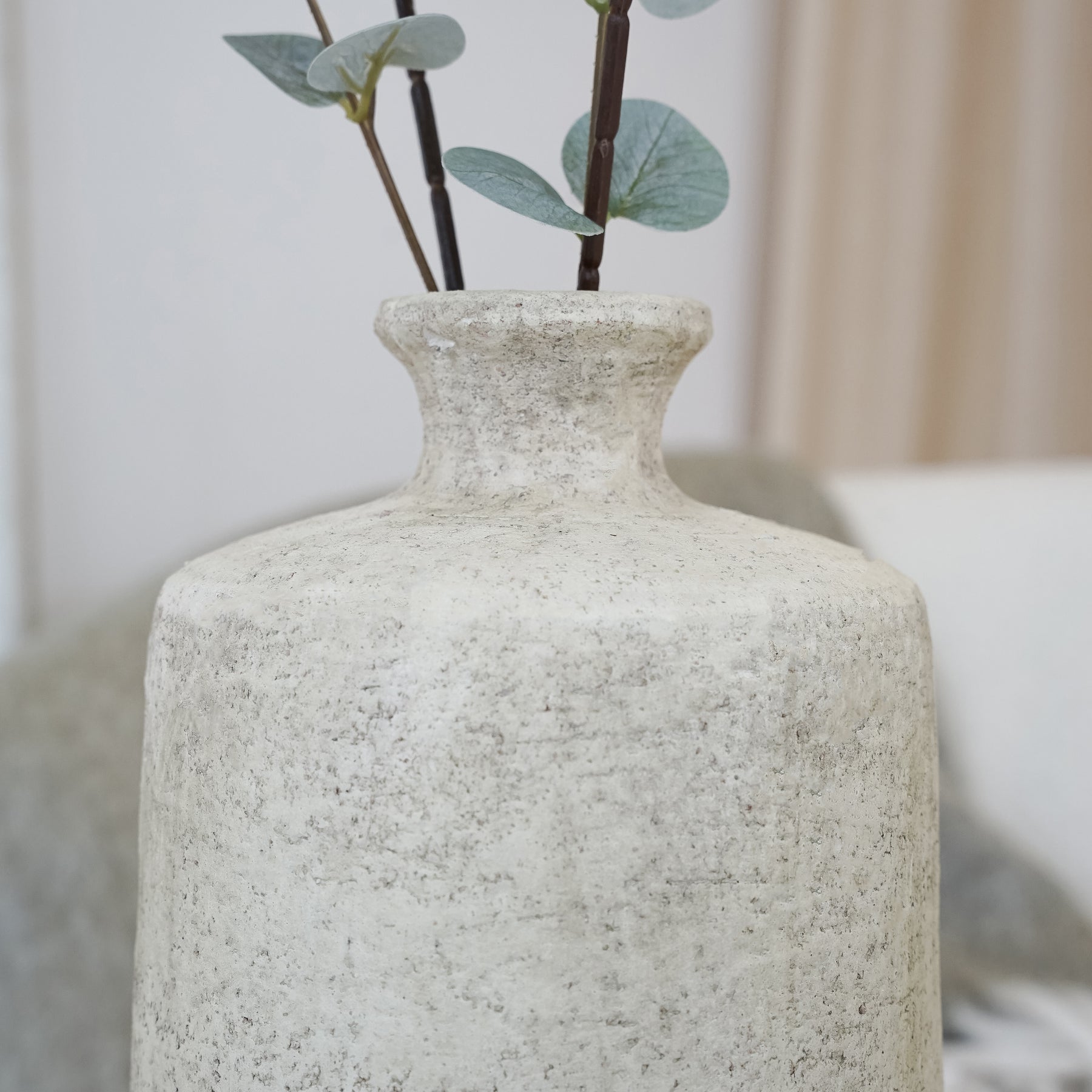 Detail shot of Beige Textured Terracotta Large Vase top