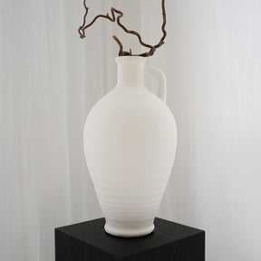 White Textured Ceramic Large Vase on plinth
