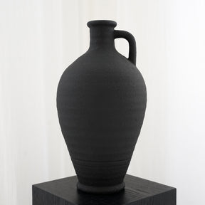 Black Textured Ceramic Large Vase on plinth