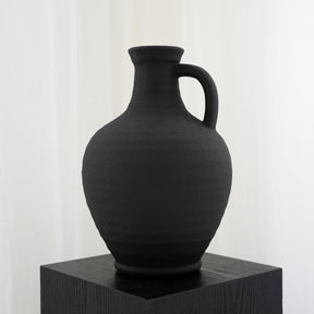 Black Textured Ceramic Small Vase on plinth