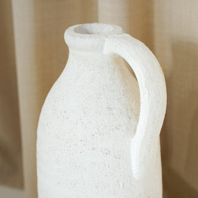 White Textured Terracotta Large Vase handle