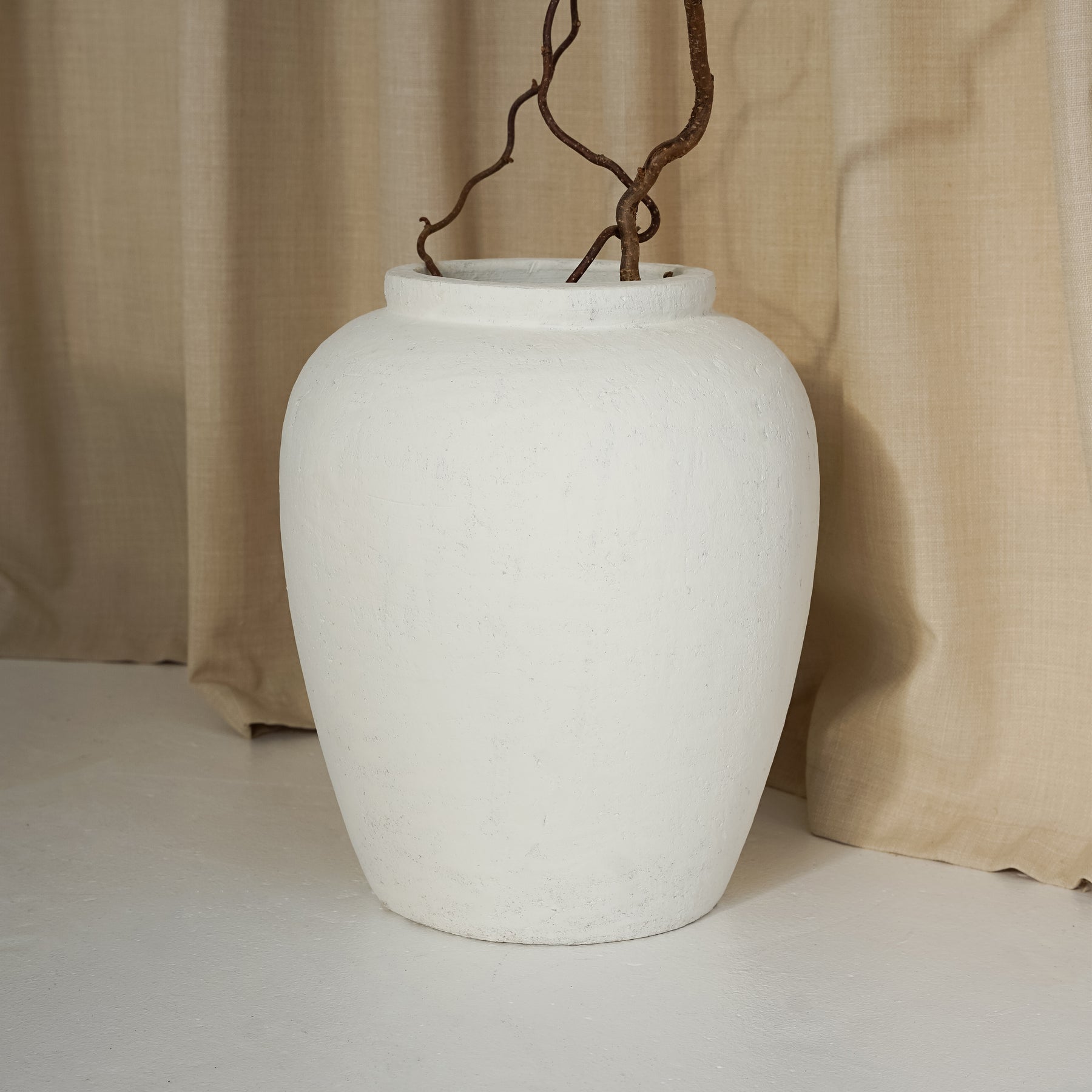 Alternative angle of White Textured Terracotta Large Vase