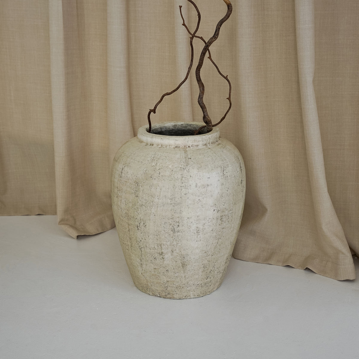 Beige Textured Terracotta Large Vase storing plant