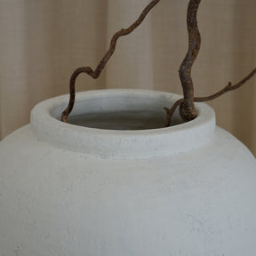 Detail shot of White Textured Terracotta Large Vase top