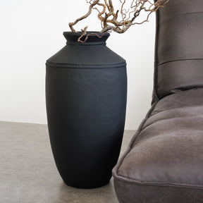 Black Textured Terracotta Large Vase