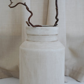 Beige textured ceramic small vase alternate shot