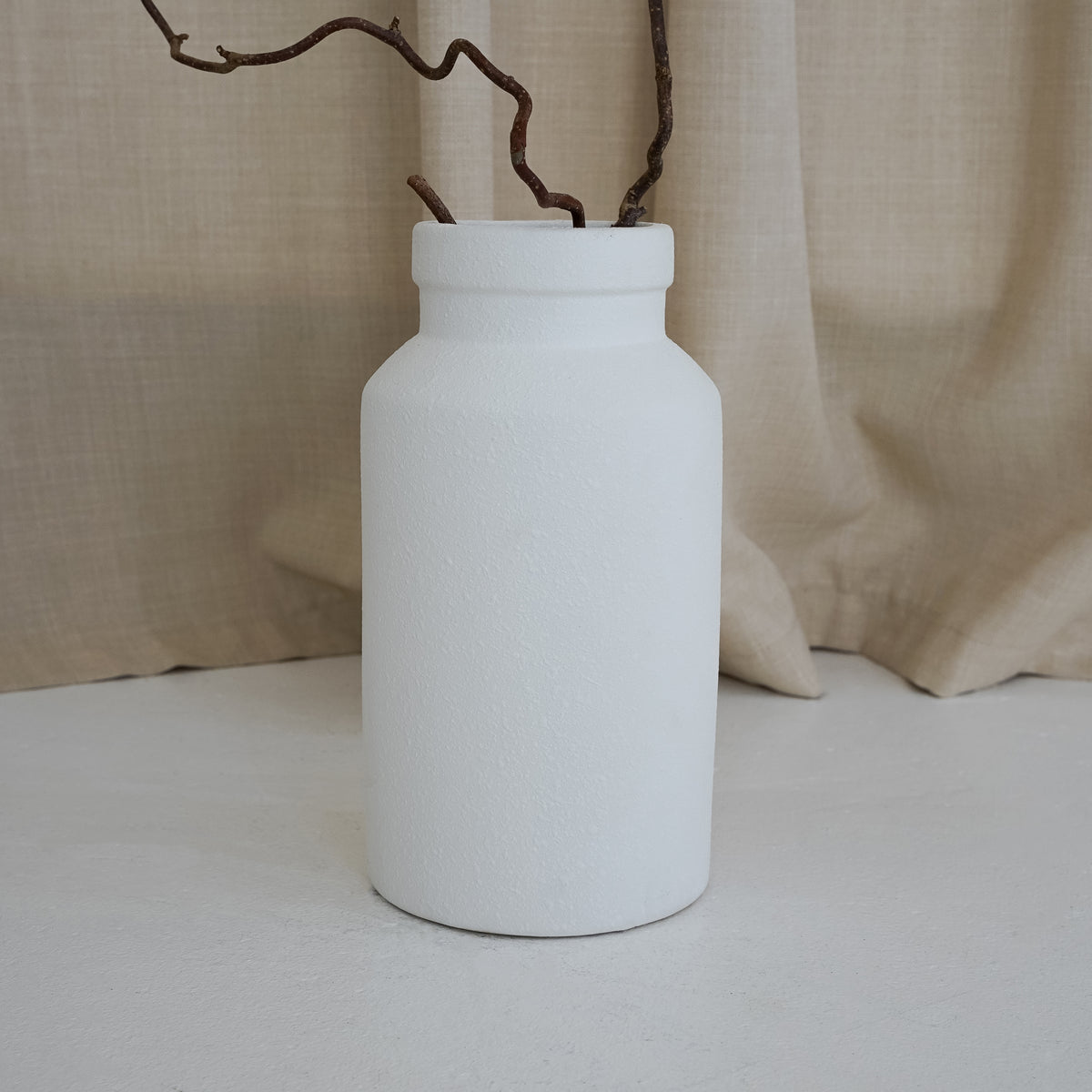 White textured ceramic small vase