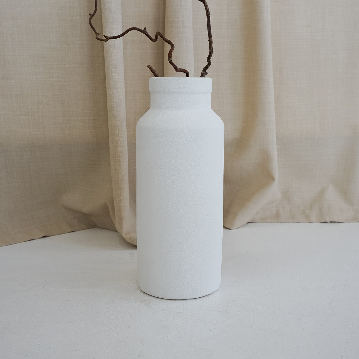 White textured ceramic large vase