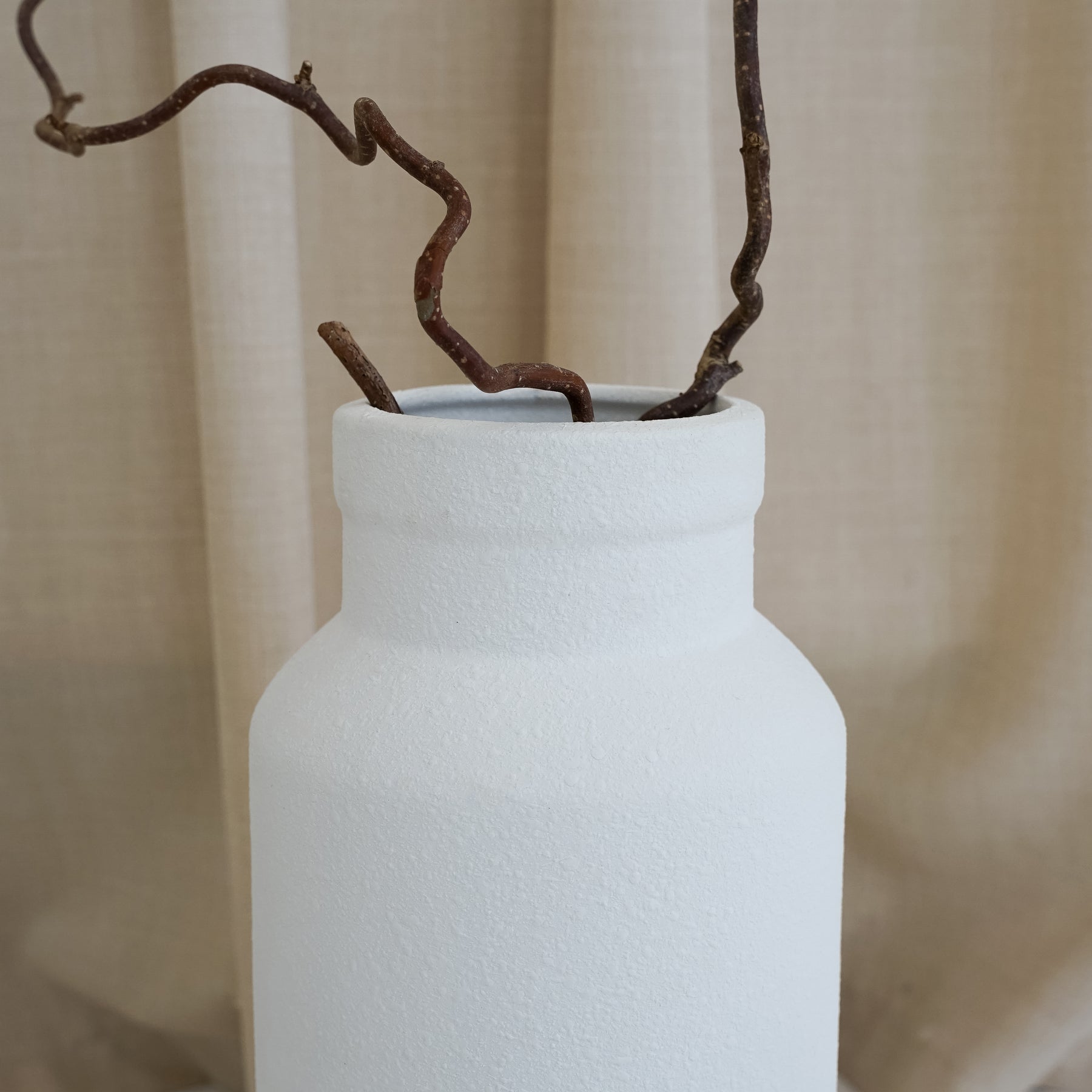 White textured ceramic large vase detail shot