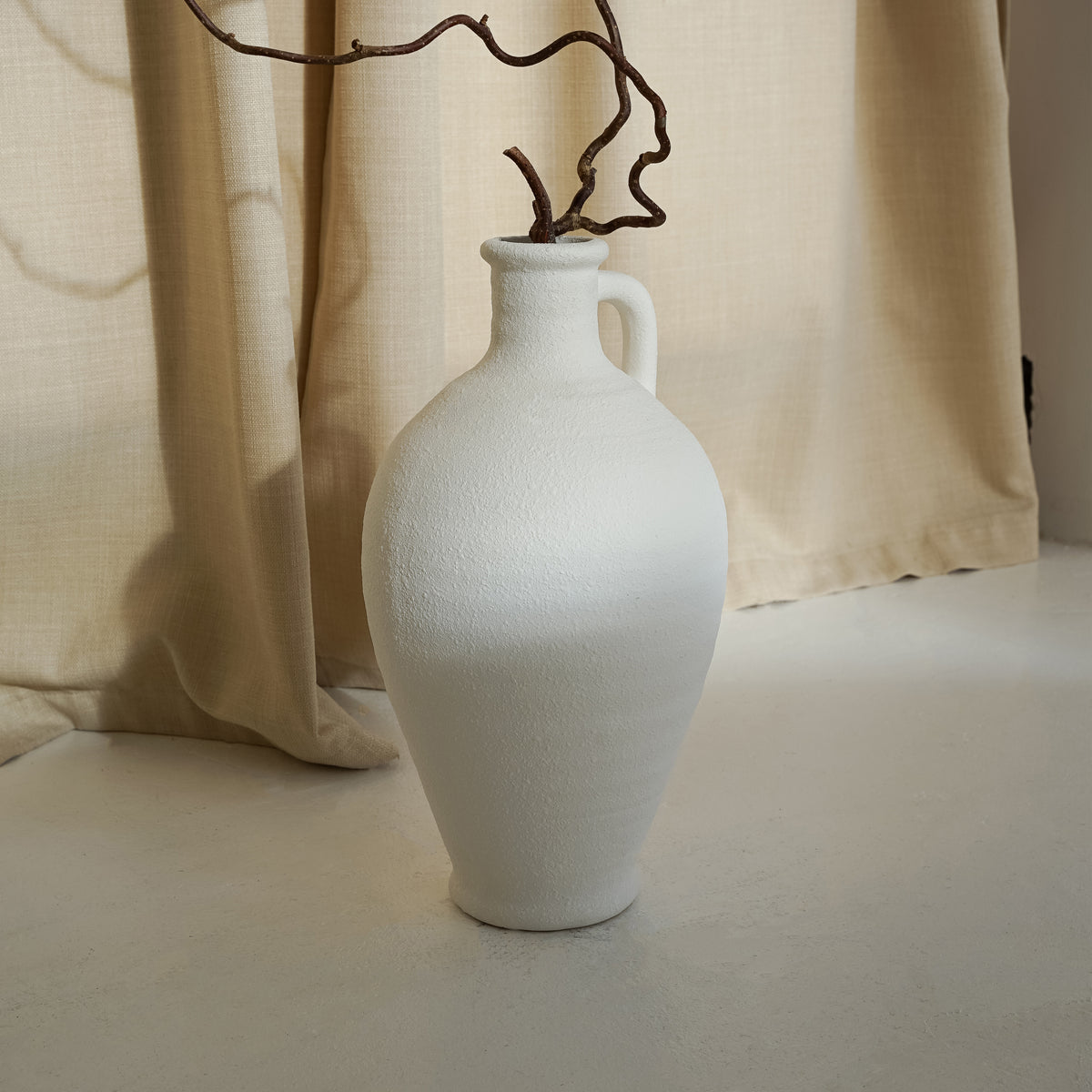 White Textured Ceramic Large Vase