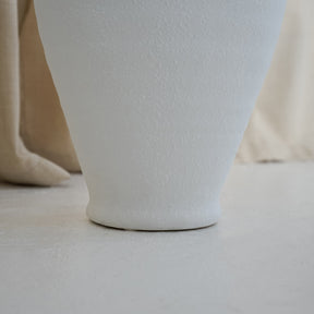 Detail shot of White Textured Ceramic Large Vase base