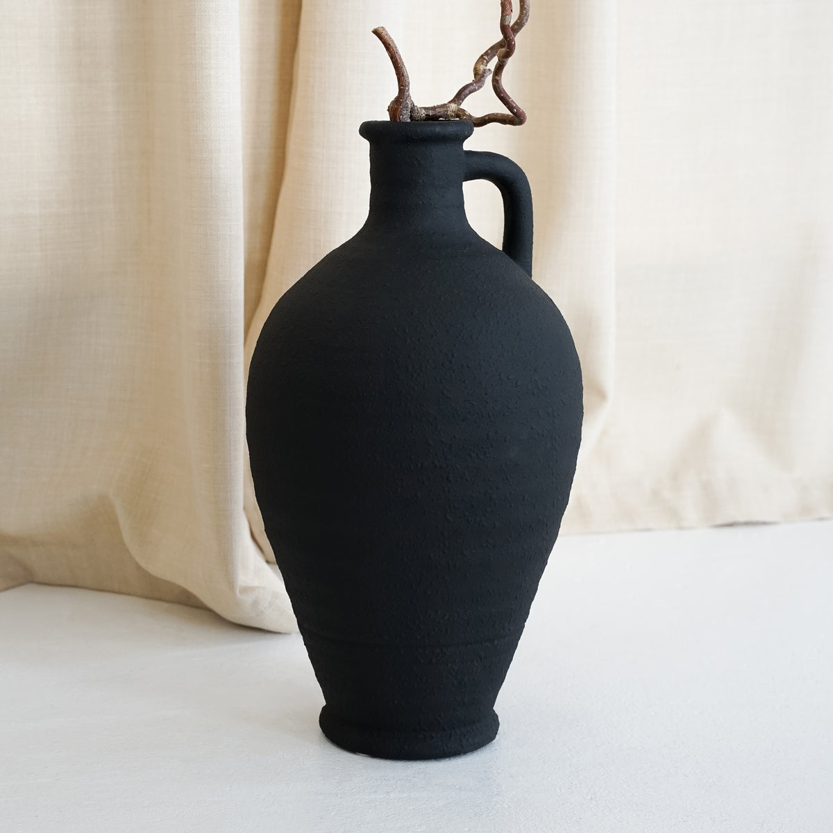 Black Textured Ceramic Large Vase