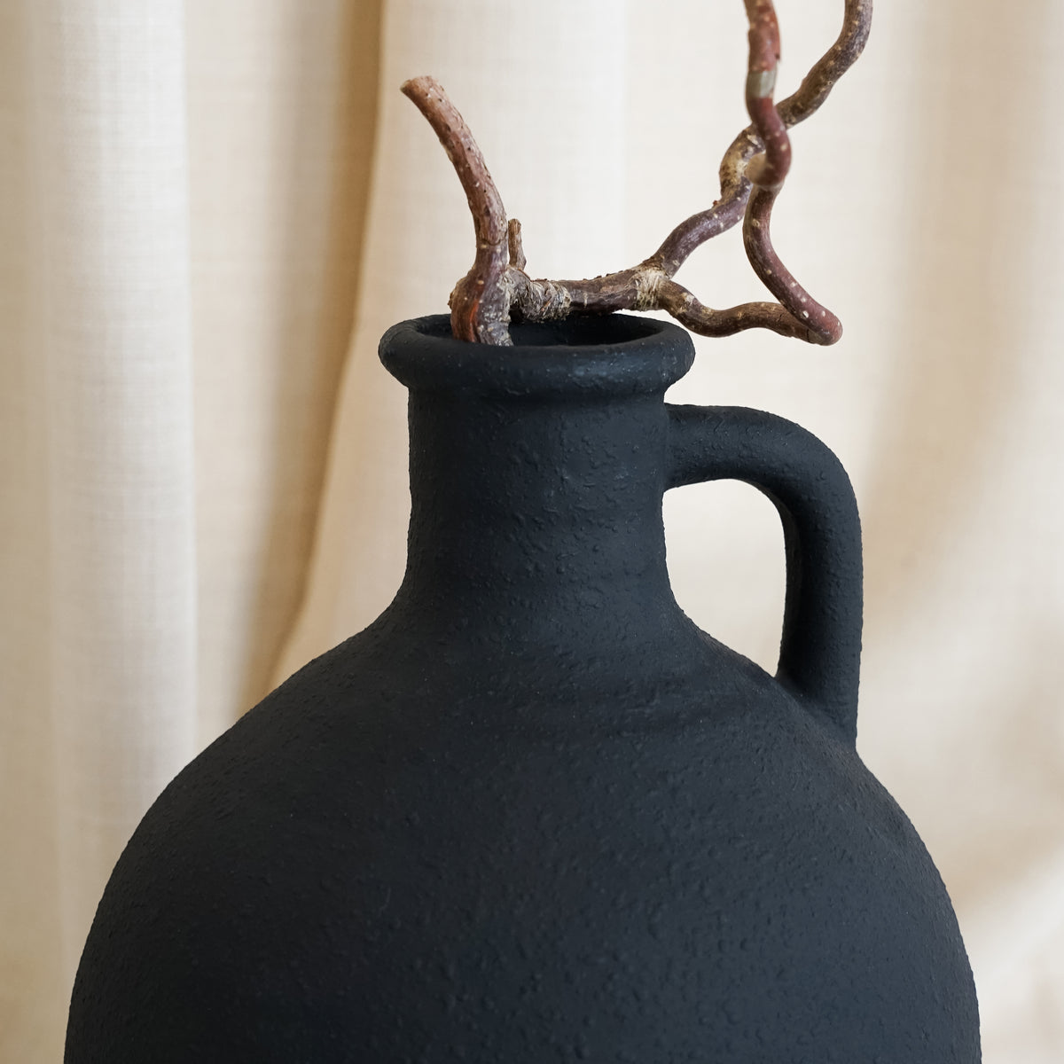 Black Textured Ceramic Large Vase rim
