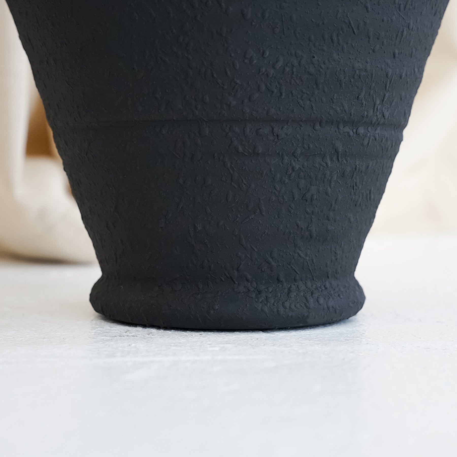 Black Textured Ceramic Large Vase base