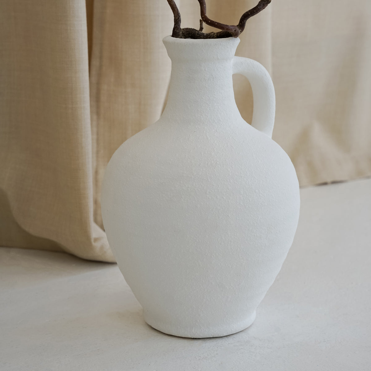 White Textured Ceramic Small Vase