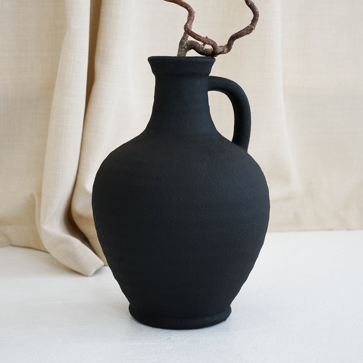 Black Textured Ceramic Small Vase