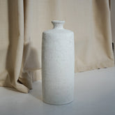 White Textured Terracotta Large Vase with fabric background