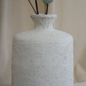 detail shot of White Textured Terracotta Large Vase top