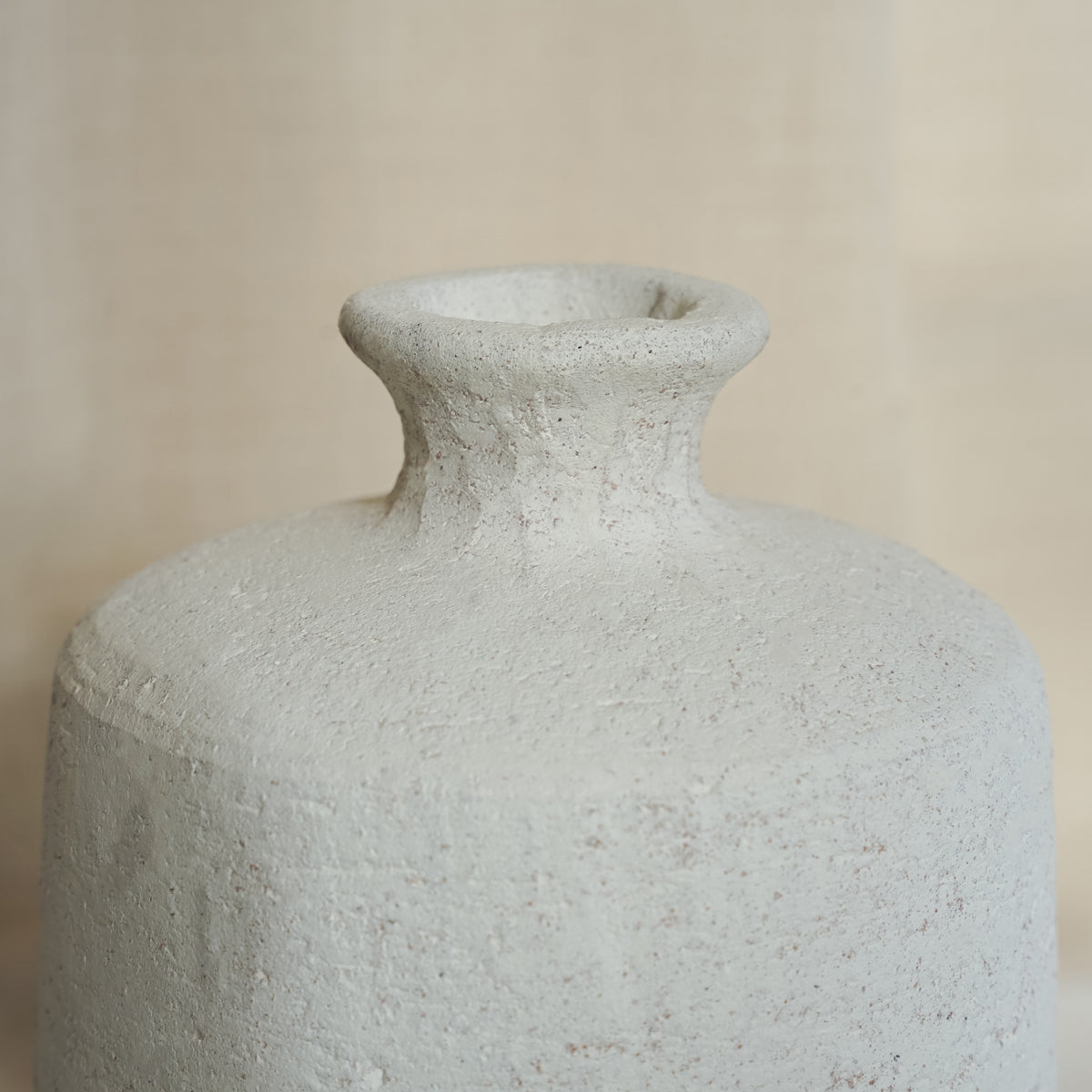 detail shot of White Textured Terracotta Small Vase top