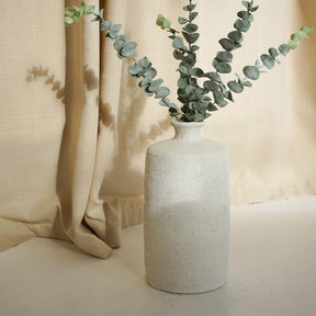 White Textured Terracotta Small Vase with plant
