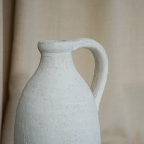 detail shot of White Textured Terracotta Small Vase handle