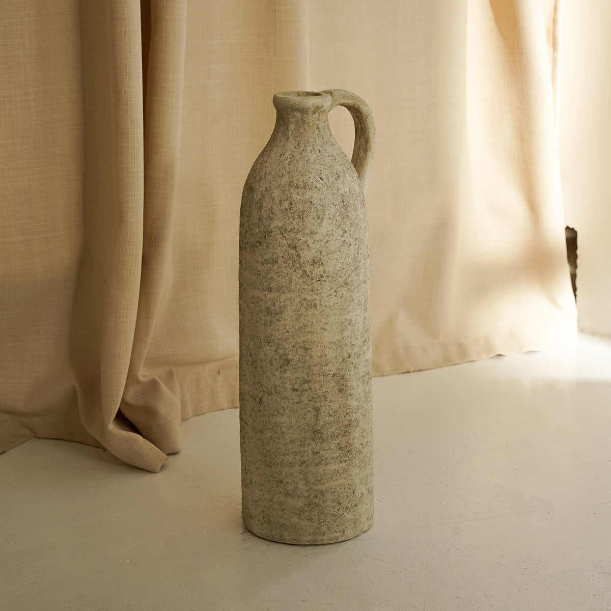 Beige Textured Terracotta Large Vase
