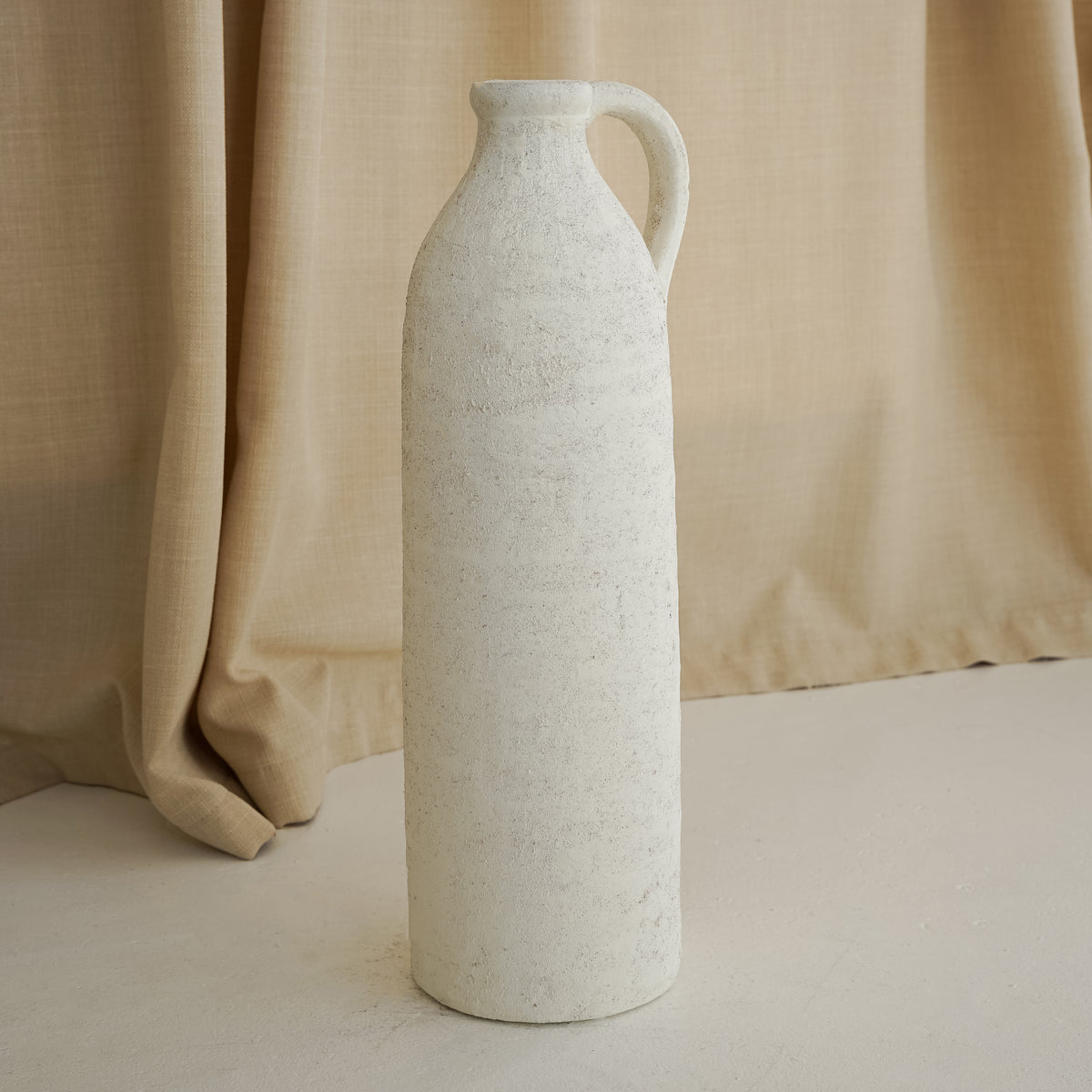 White Textured Terracotta Large Vase