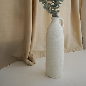 White Textured Terracotta Large Vase with plants