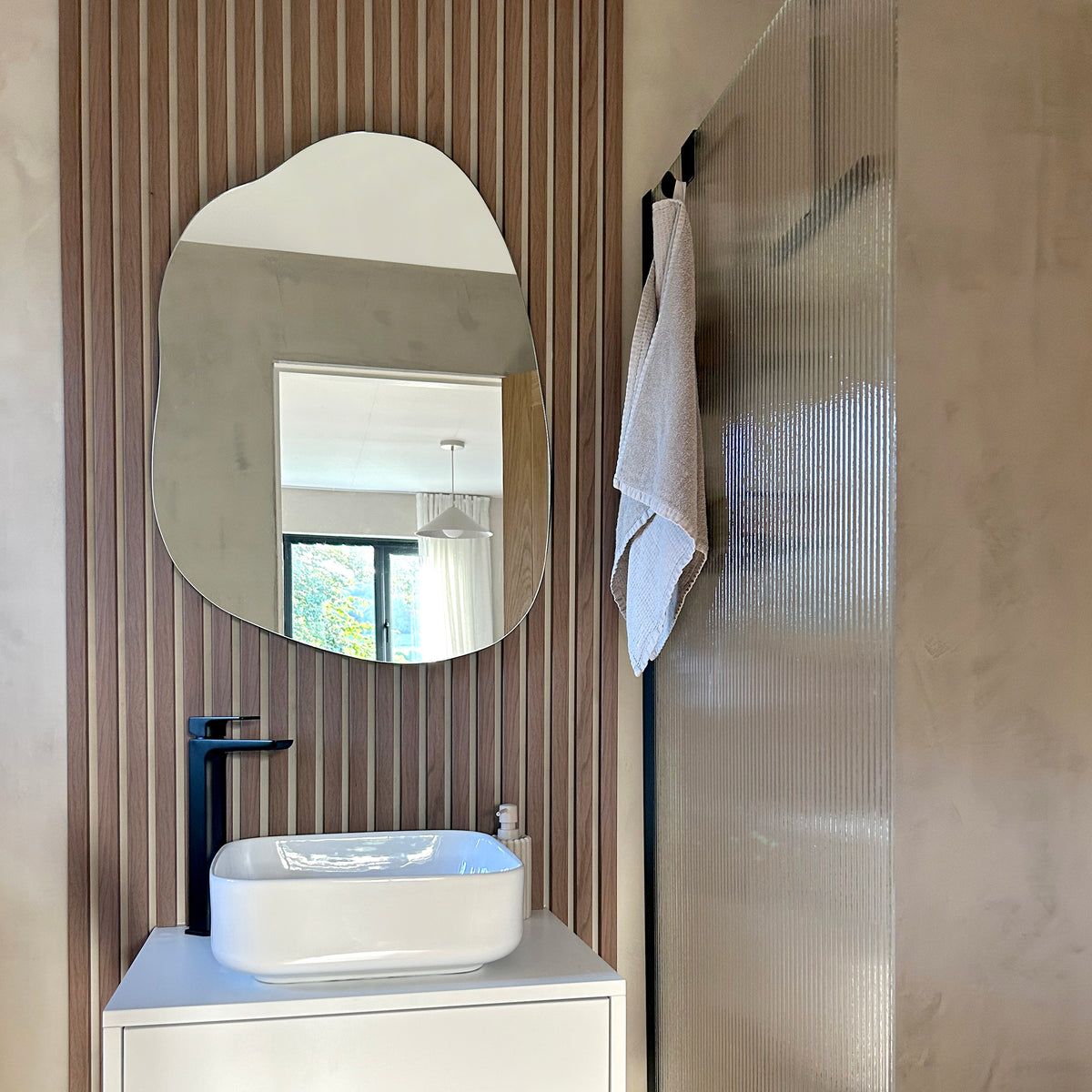 Small Frameless Pond Mirror as bathroom mirror
