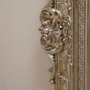 Champagne Ornate Floor Mirror detail shot of ornate frame side