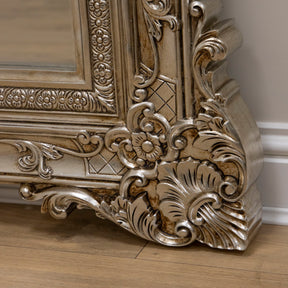 Champagne Ornate Floor Mirror detail shot of intricate design