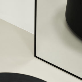 Black Full Length Arched Metal Mirror detail shot of corner