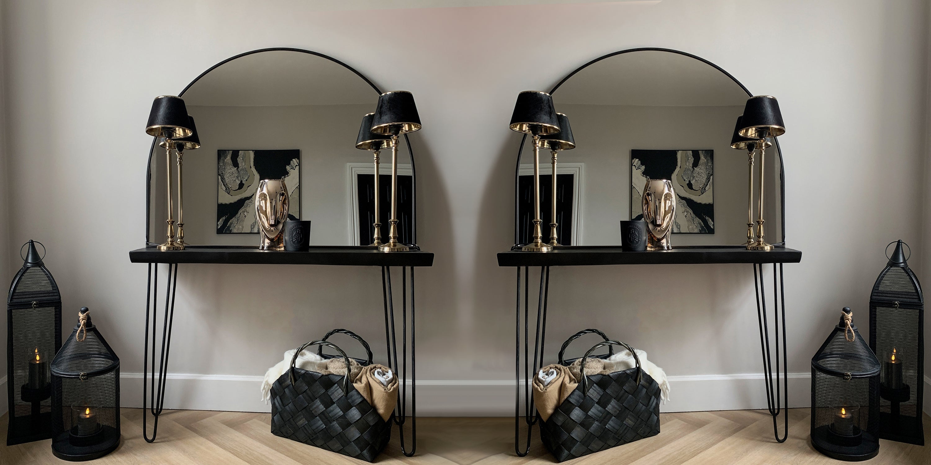 Two arched over mantle mirrors in an aesthetic setting
