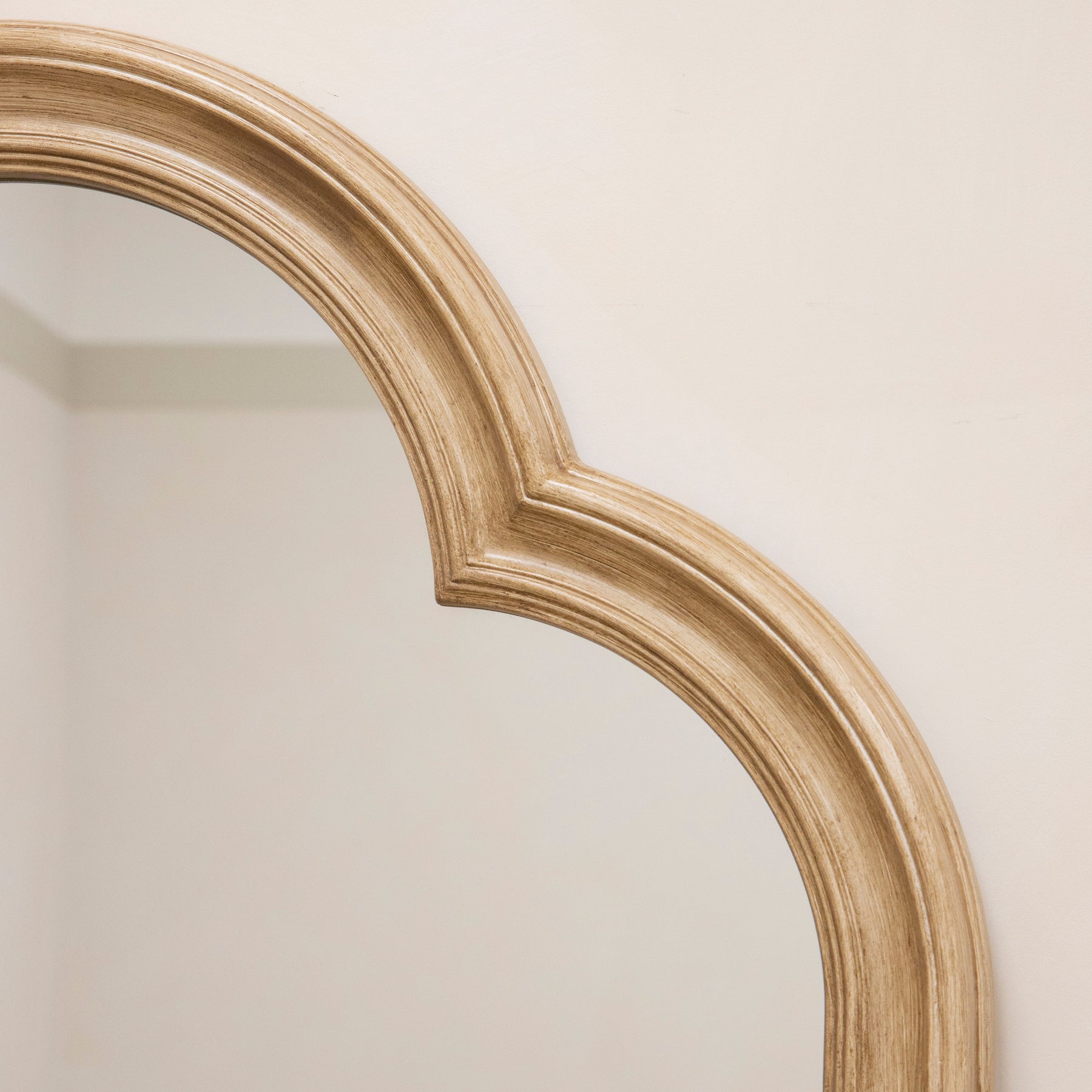 Washed Wood Arched Full Length Mirror detail shot of the frame's arch design