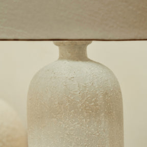 detail shot of Textured Ceramic Based Table Lamp Beige Shade top