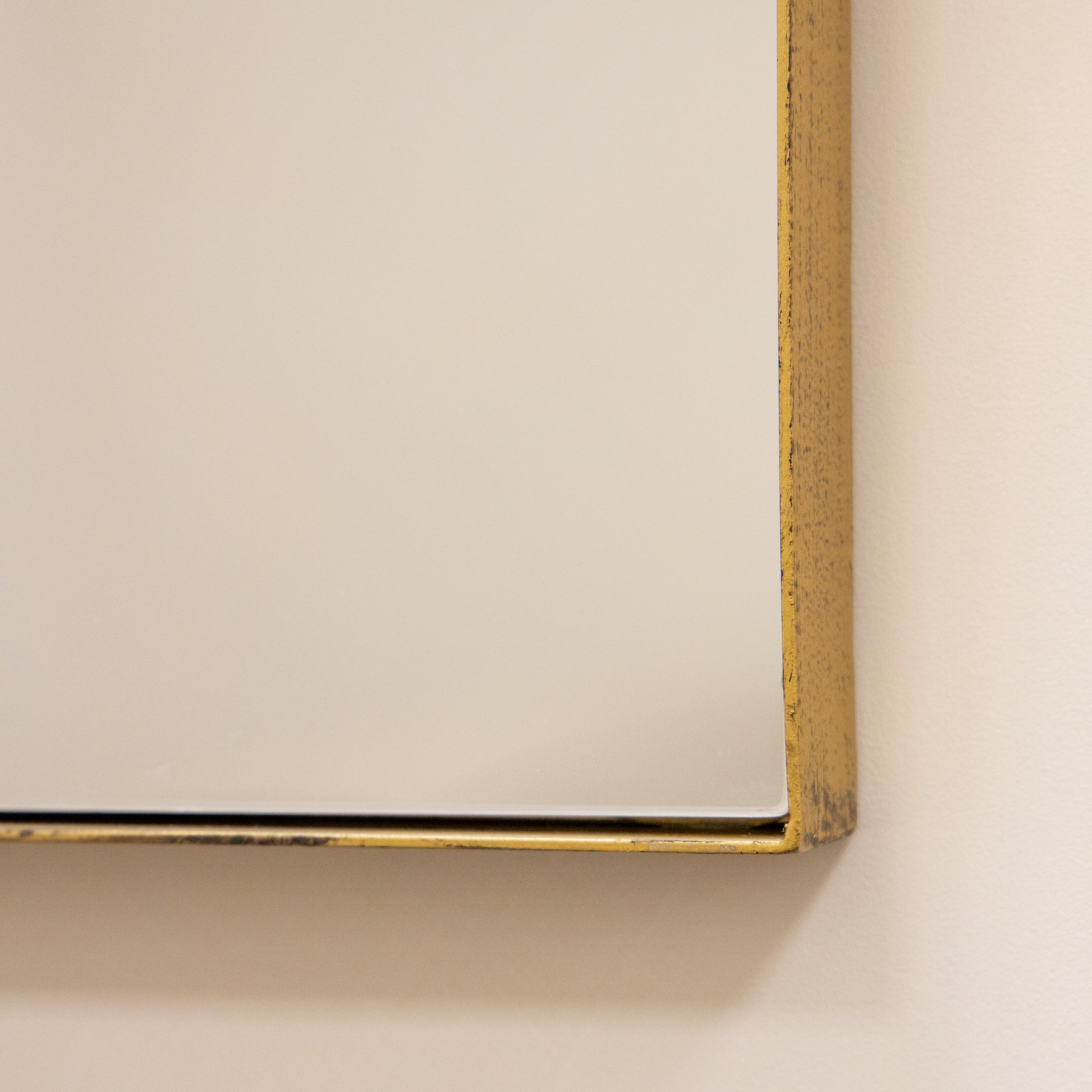 Detail shot of Gold Rectangular Metal Large Wall Mirror corner
