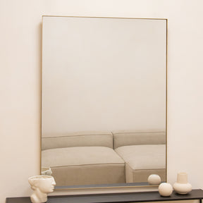 Gold Rectangular Metal Large Wall Mirror as wall mirror above console table
