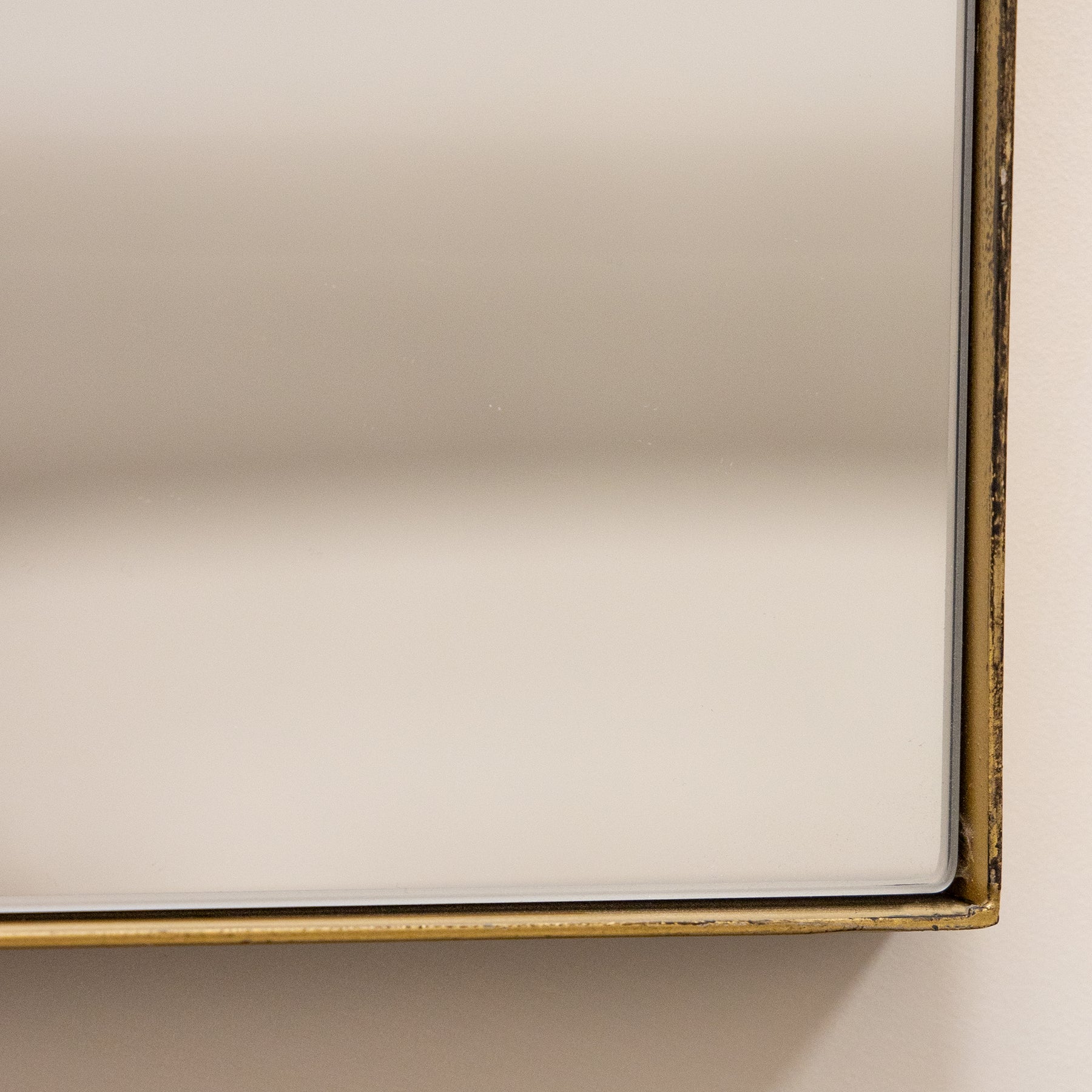 Alternate detail shot of Gold Rectangular Metal Large Wall Mirror corner