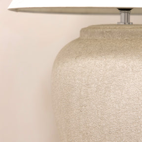 Detail shot of Stone Ceramic Coolie Shade Table Lamp texture