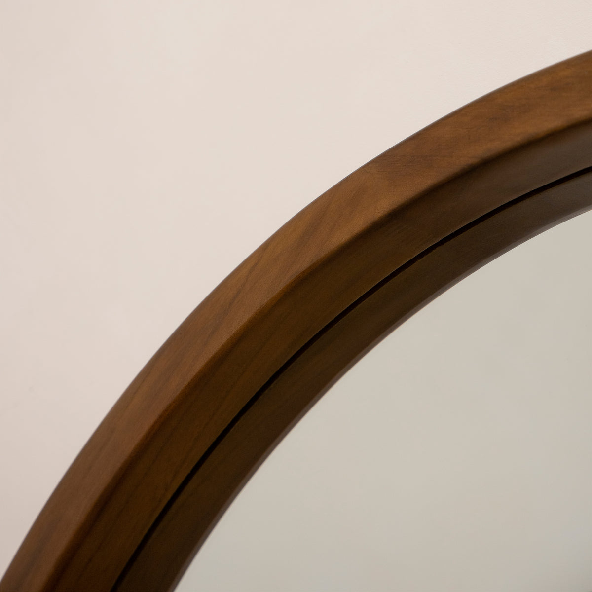 Detail shot of Full Length Extra Large Arched Walnut Mirror arched frame design