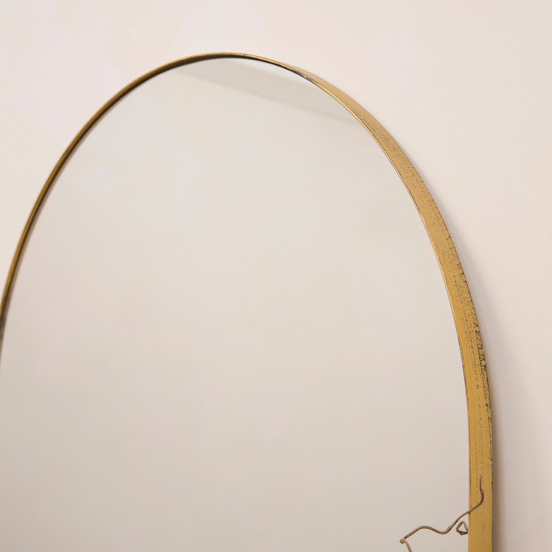 Detail shot of Full Length Gold Arched Large Metal Mirror arch