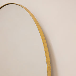 Detail shot of Gold Round Metal Large Wall Mirror curved frame design
