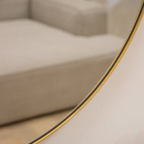 Detail shot of Gold Round Metal Large Wall Mirror curve