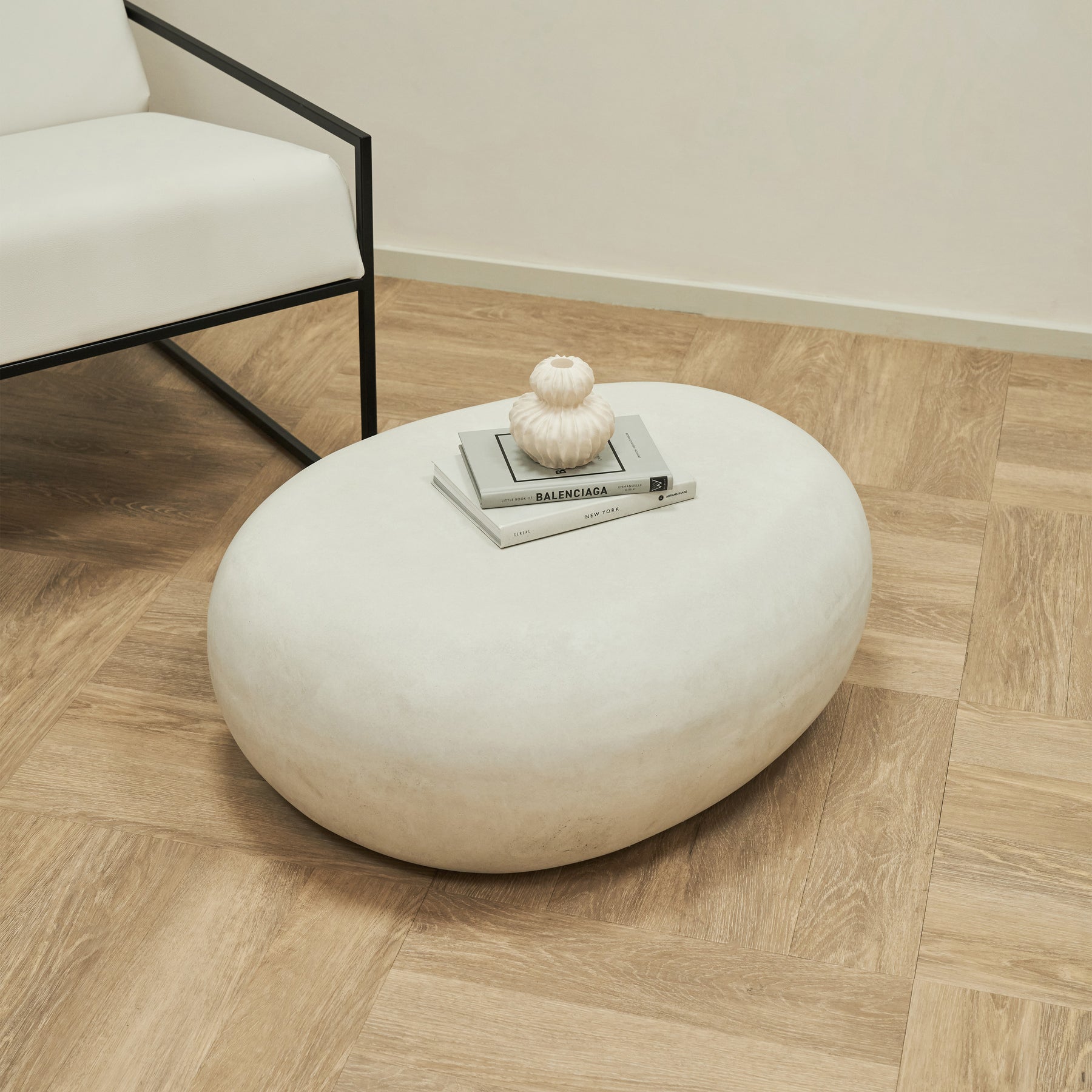 Minimal Concrete Pebble Coffee Table Large in living room