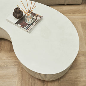 Minimal Concrete Shaped Coffee Table Large top-down detail shot