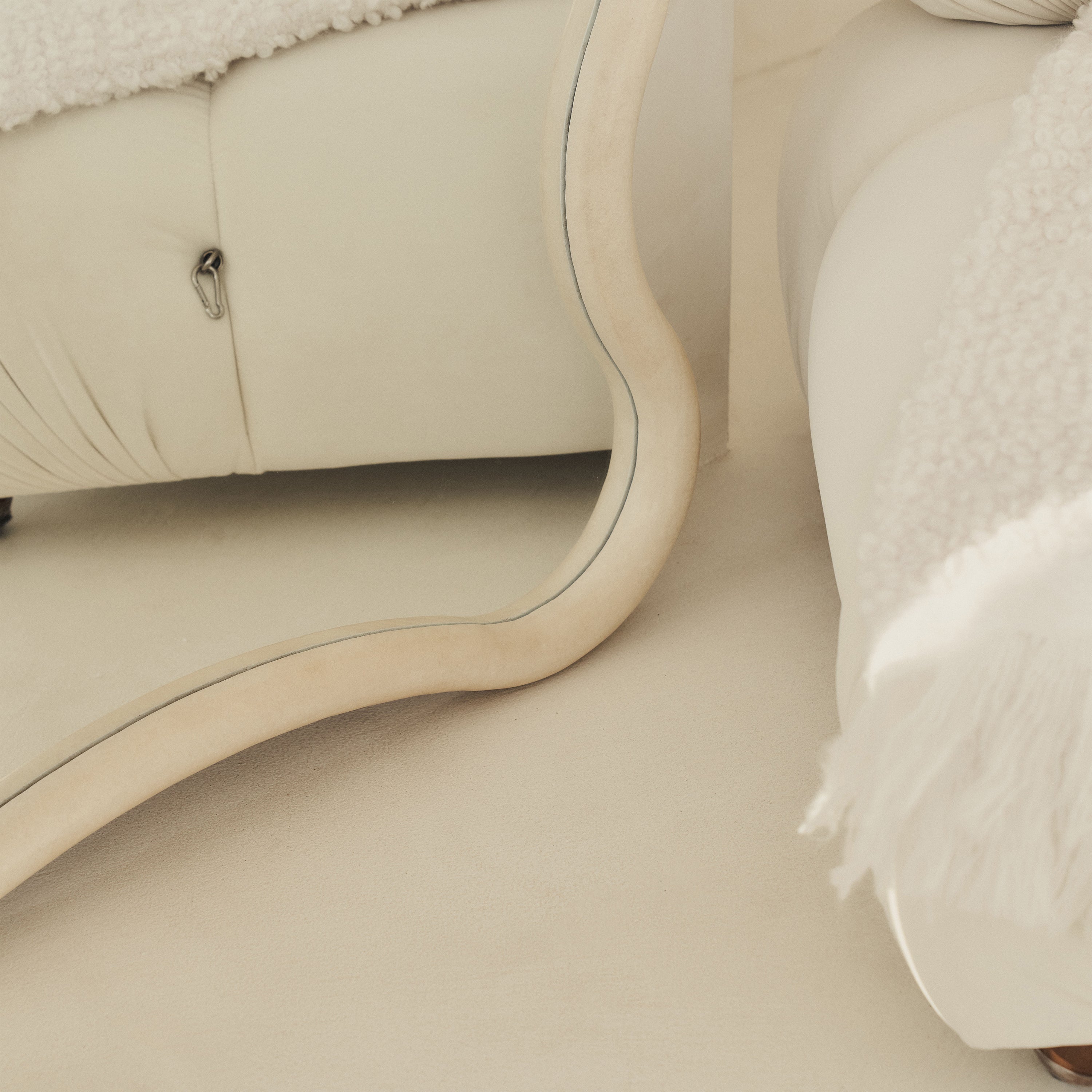 Detail shot of Large Full Length Concrete Wave Mirror bottom corner