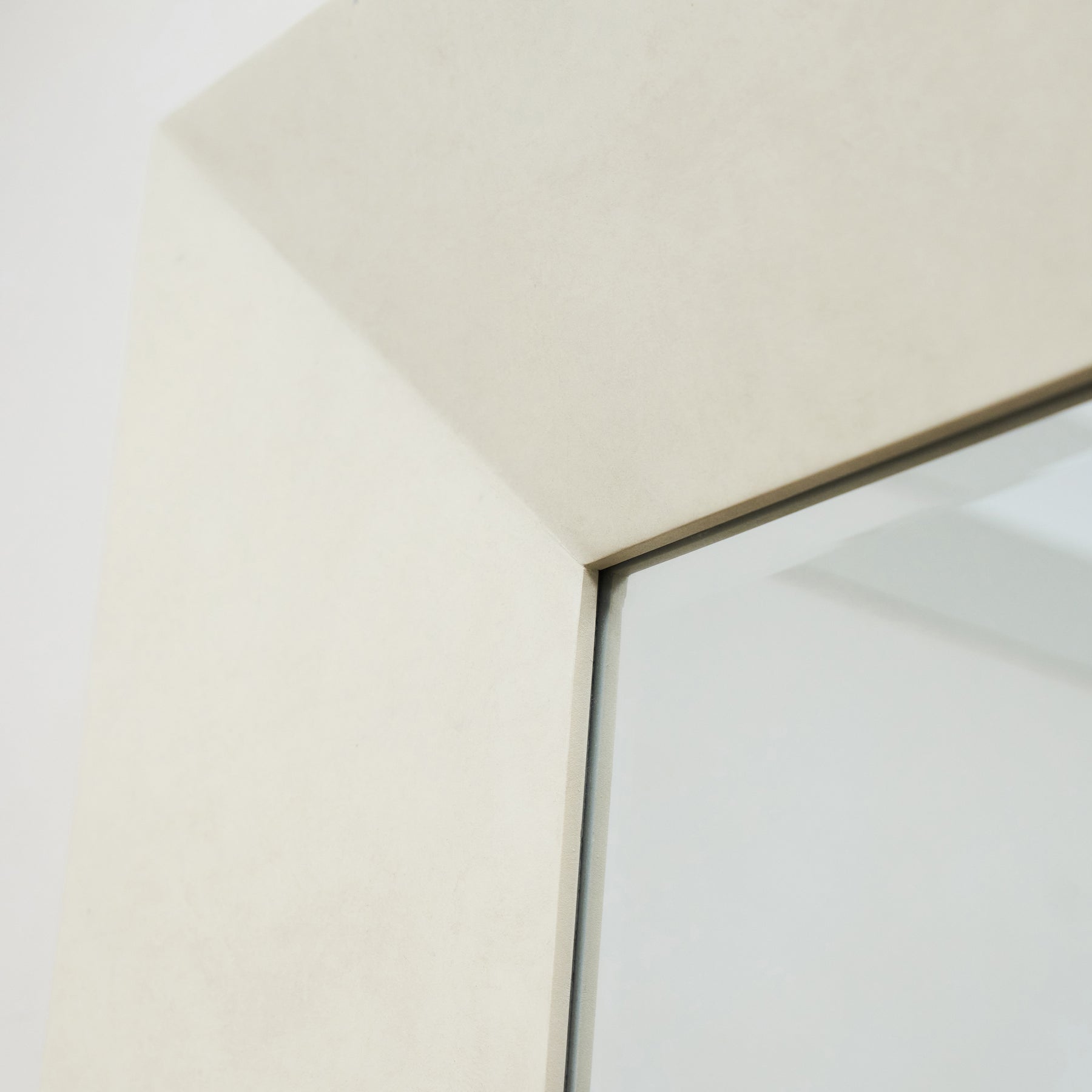 Full length extra large rectangular concrete mirror top concave corner