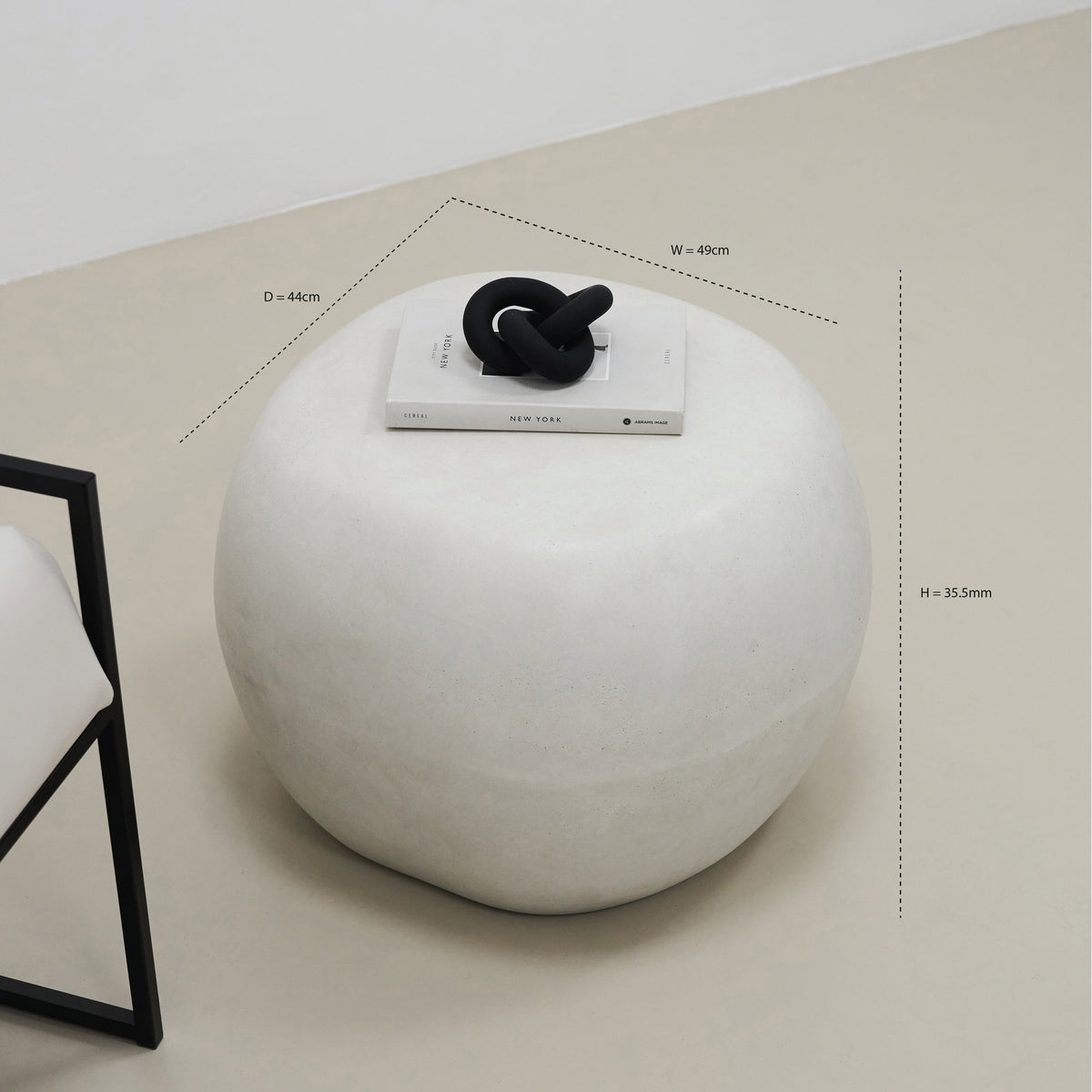 Minimal Concrete Pebble Side Table dimensions